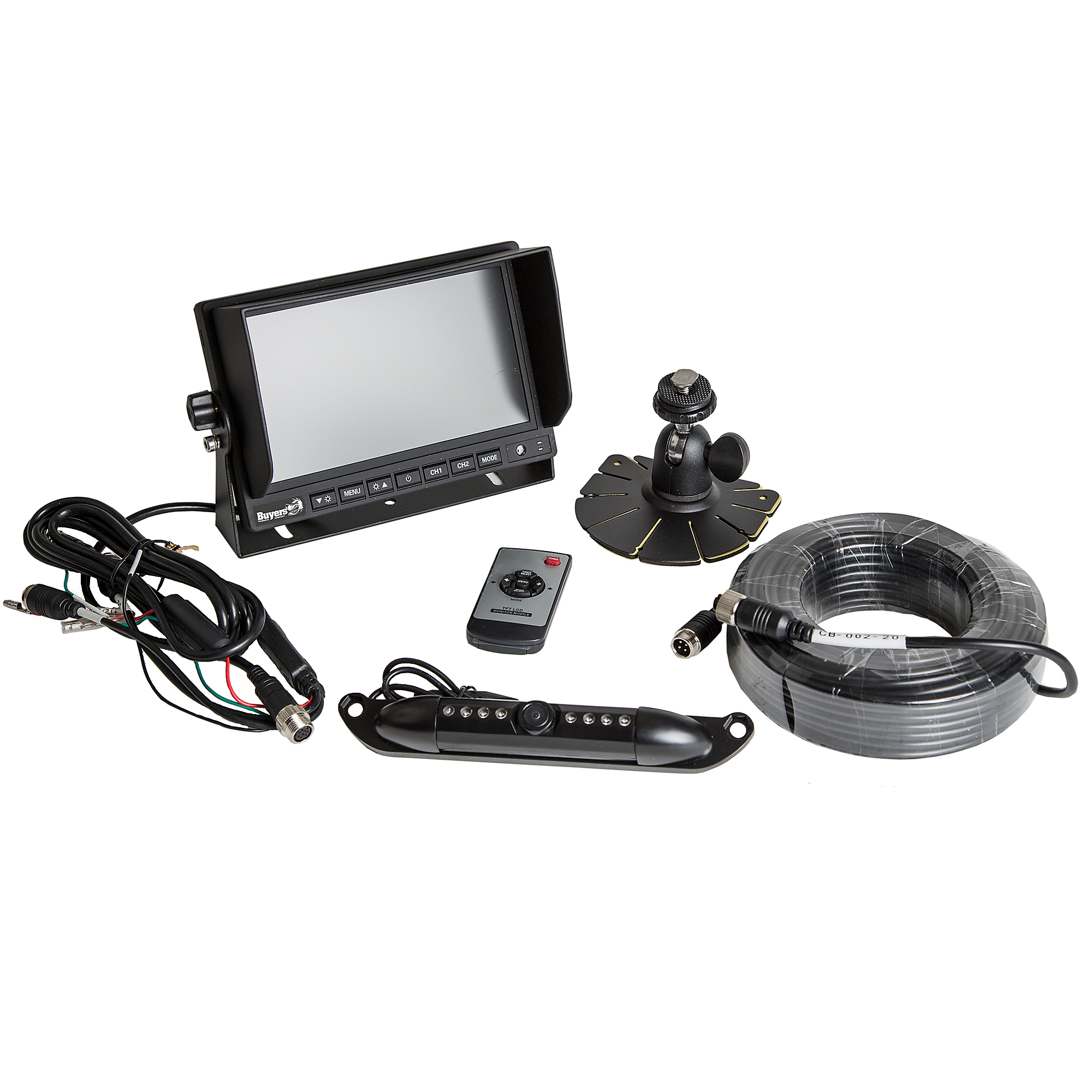 Buyers Products License Plate Mount Rear Backup Camera System, 7in. Monitor, Night Vision, Model# 8883010